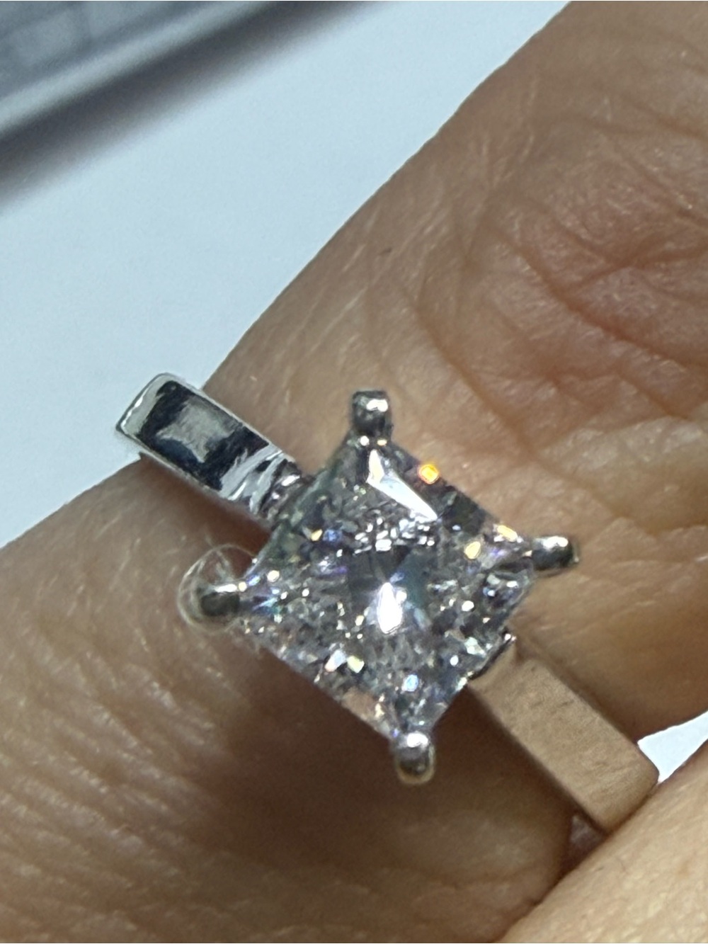 Classic Solitaire Princess-Cut Diamond Ring in 10k white gold